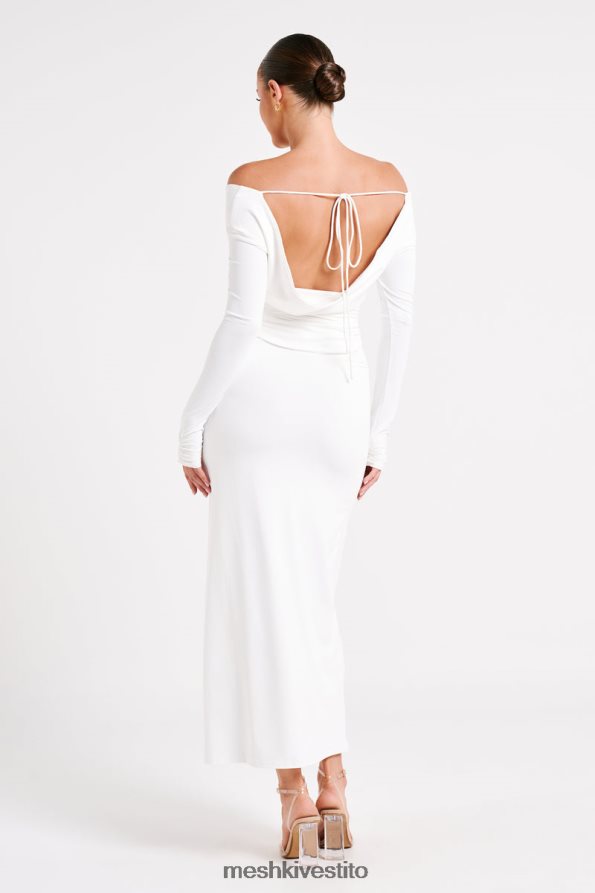 Meshki top a maniche lunghe in nylon riciclato Emma vestiario bianco 6L048P751