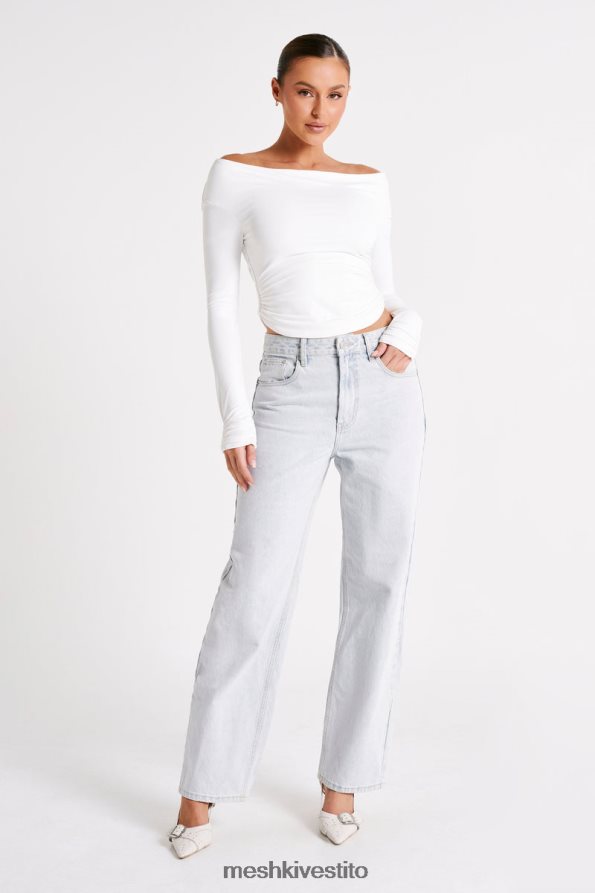 Meshki top a maniche lunghe in nylon riciclato Emma vestiario bianco 6L048P751