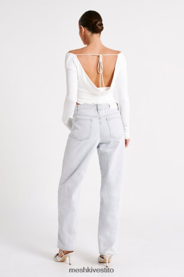 Meshki top a maniche lunghe in nylon riciclato Emma vestiario bianco 6L048P751