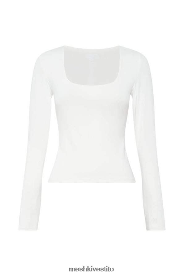 Meshki top a maniche lunghe scollato color erica vestiario bianco 6L048P947