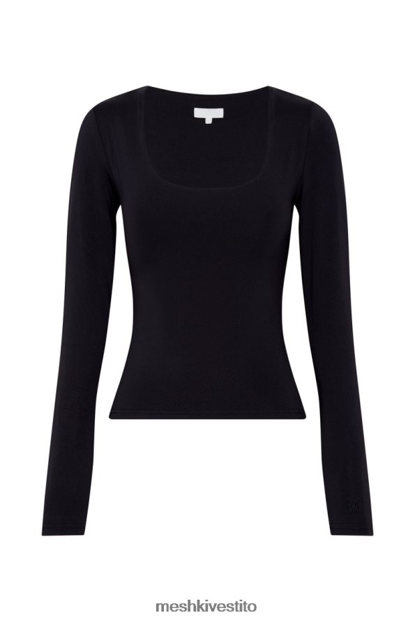 Meshki top a maniche lunghe scollato color erica vestiario nero 6L048P940