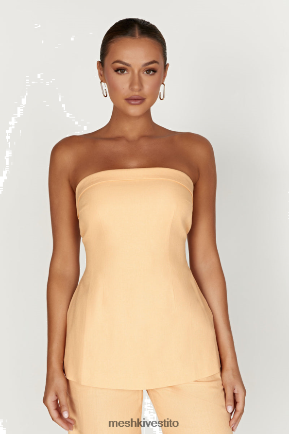Meshki top aieleen in lino senza spalline con allacciatura sul retro vestiario Mango 6L048P829