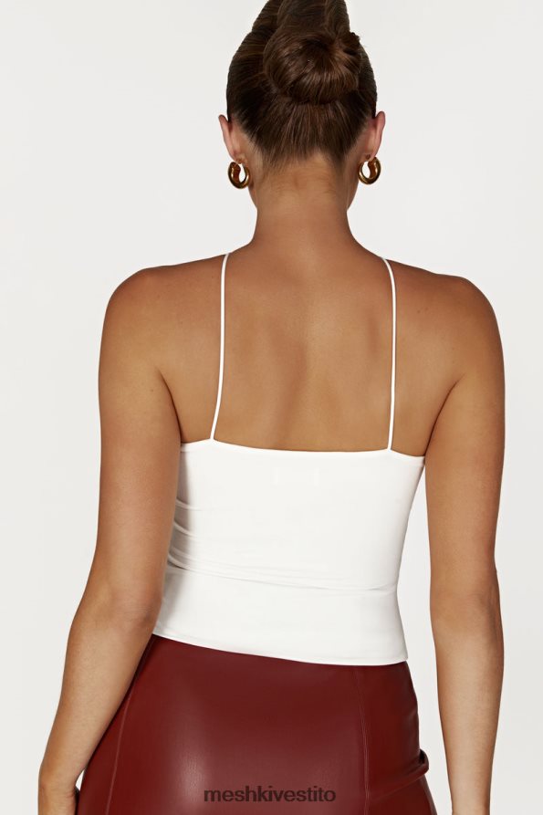 Meshki top allacciato alla caviglia di rosa di adeline vestiario bianco 6L048P779
