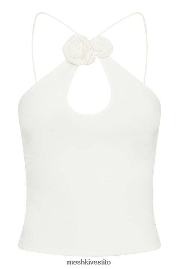 Meshki top allacciato alla caviglia di rosa di adeline vestiario bianco 6L048P779
