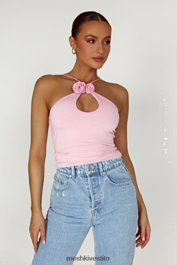 Meshki top allacciato alla caviglia di rosa di adeline vestiario rosa baby 6L048P784