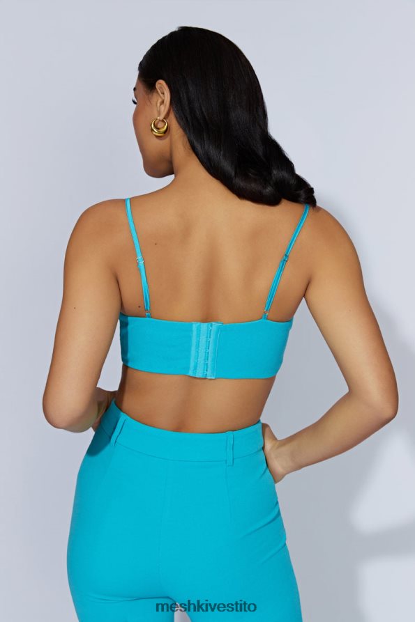 Meshki top bustier fiorella in crêpe vestiario acquamarina 6L048P1060