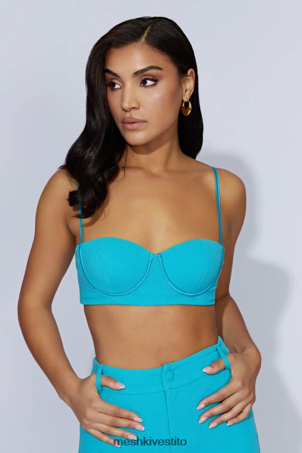 Meshki top bustier fiorella in crêpe vestiario acquamarina 6L048P1060
