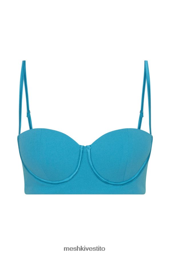 Meshki top bustier fiorella in crêpe vestiario acquamarina 6L048P1060
