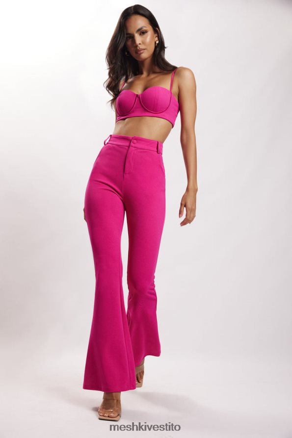 Meshki top bustier fiorella in crêpe vestiario fucsia 6L048P1160