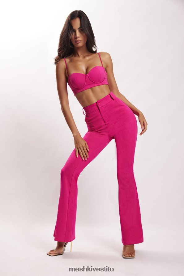 Meshki top bustier fiorella in crêpe vestiario fucsia 6L048P1160