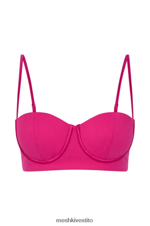 Meshki top bustier fiorella in crêpe vestiario fucsia 6L048P1160