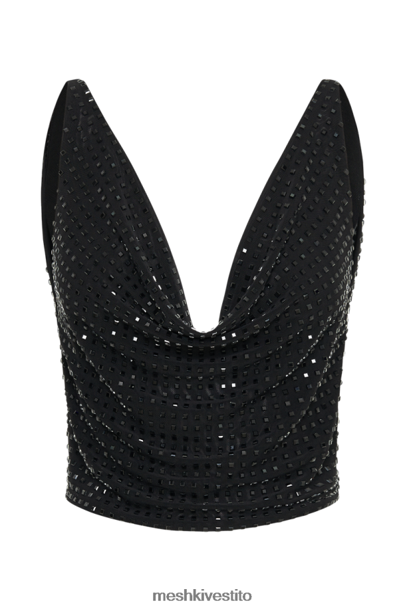Meshki top con cappuccio in diamante quadrato ellery vestiario nero 6L048P796
