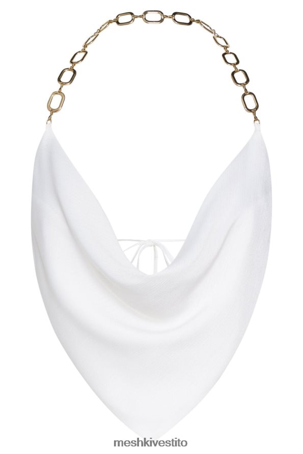 Meshki top con catena dorata Brianna Cowl vestiario bianco 6L048P1181