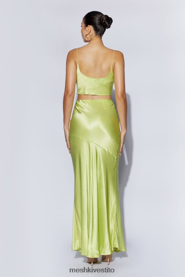 Meshki top con collo ad anello in raso papavero vestiario verde pistacchio 6L048P1029