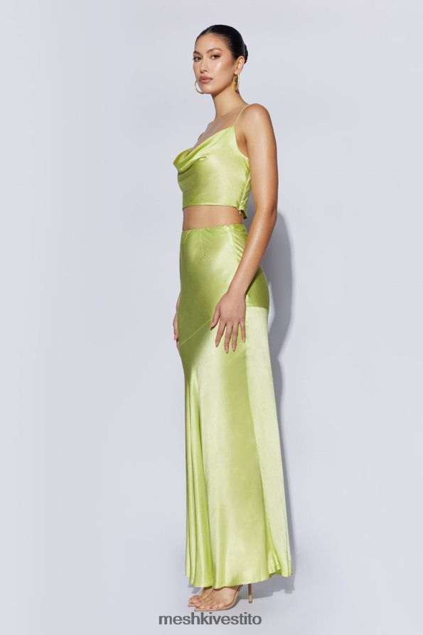 Meshki top con collo ad anello in raso papavero vestiario verde pistacchio 6L048P1029