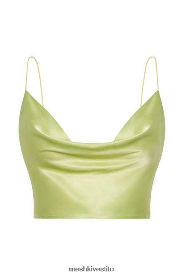 Meshki top con collo ad anello in raso papavero vestiario verde pistacchio 6L048P1029