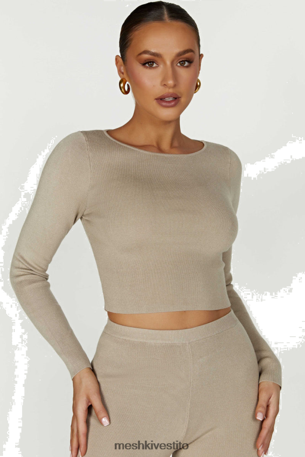 Meshki top haisley in maglia a maniche lunghe vestiario tortora 6L048P909