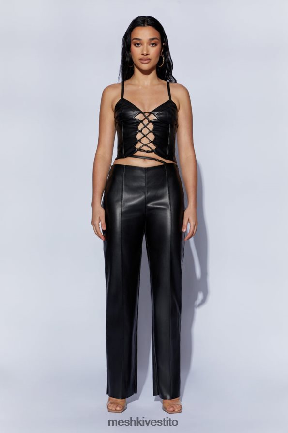 Meshki top in PU con corsetto allacciato Alaia vestiario nero 6L048P1095