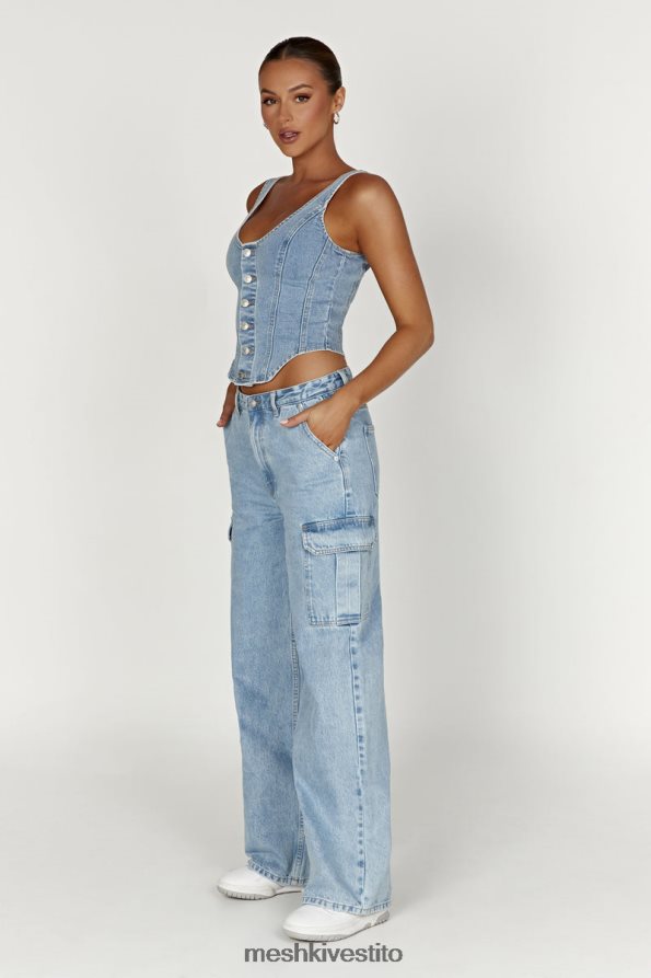 Meshki top in denim con corsetto leilani vestiario metà blu 6L048P761