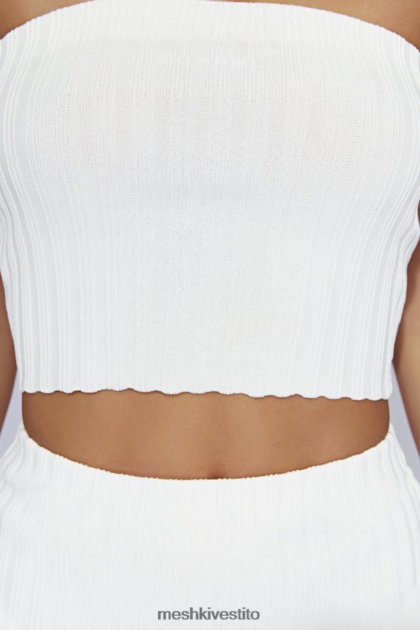 Meshki top in maglia senza spalline jordi vestiario bianco 6L048P1039