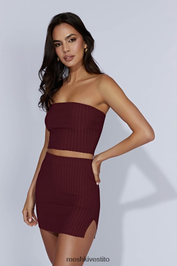 Meshki top in maglia senza spalline jordi vestiario cioccolato alla ciliegia 6L048P1012