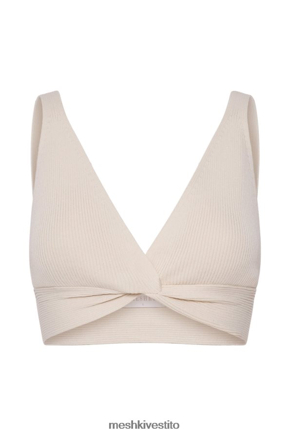 Meshki top kaesha in maglia intrecciata sul davanti vestiario osso 6L048P812