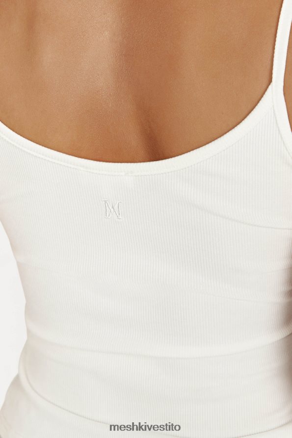 Meshki top lungo a costine con canottiera Alexis vestiario bianco 6L048P1121