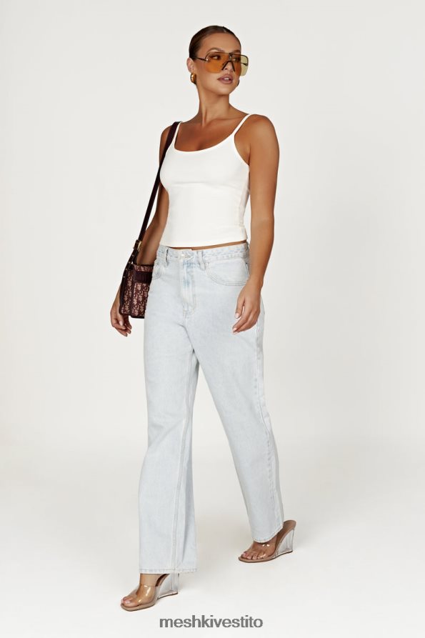 Meshki top lungo a costine con canottiera Alexis vestiario bianco 6L048P1121