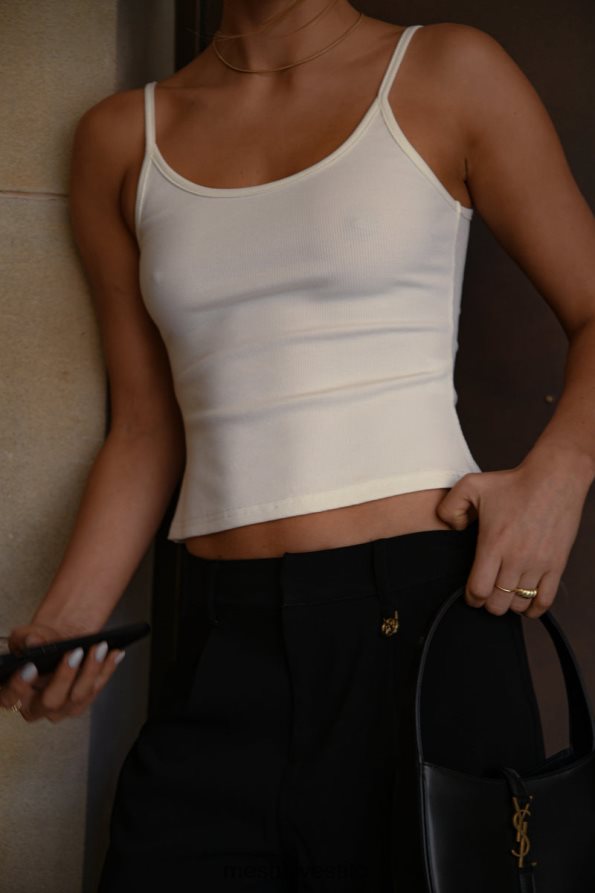 Meshki top lungo a costine con canottiera Alexis vestiario bianco 6L048P1121