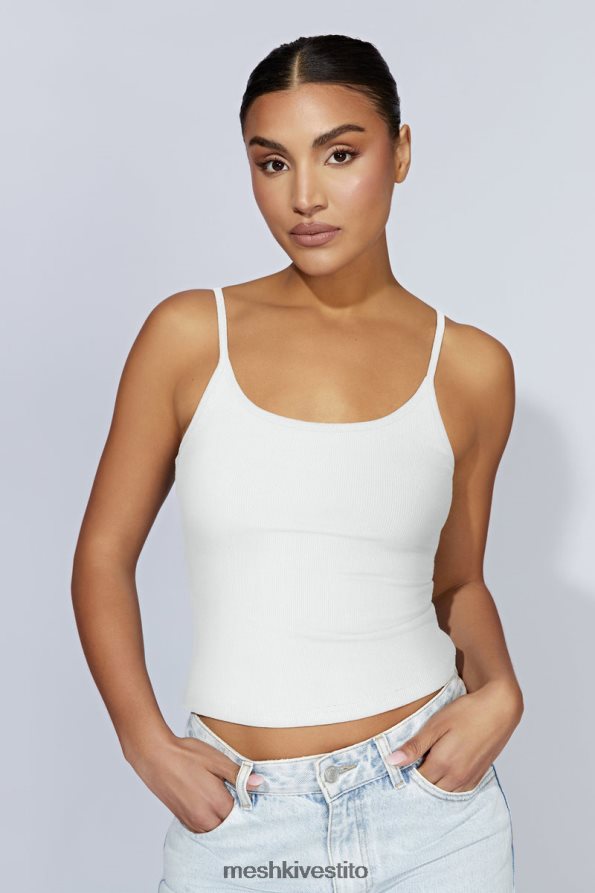 Meshki top lungo a costine con canottiera Alexis vestiario bianco 6L048P1121