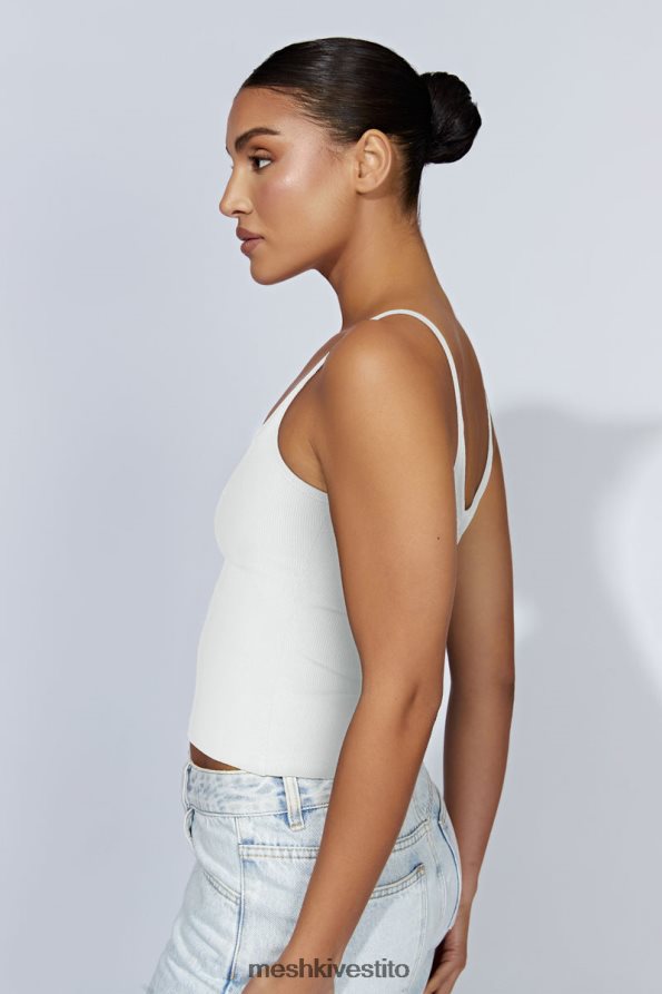Meshki top lungo a costine con canottiera Alexis vestiario bianco 6L048P1121