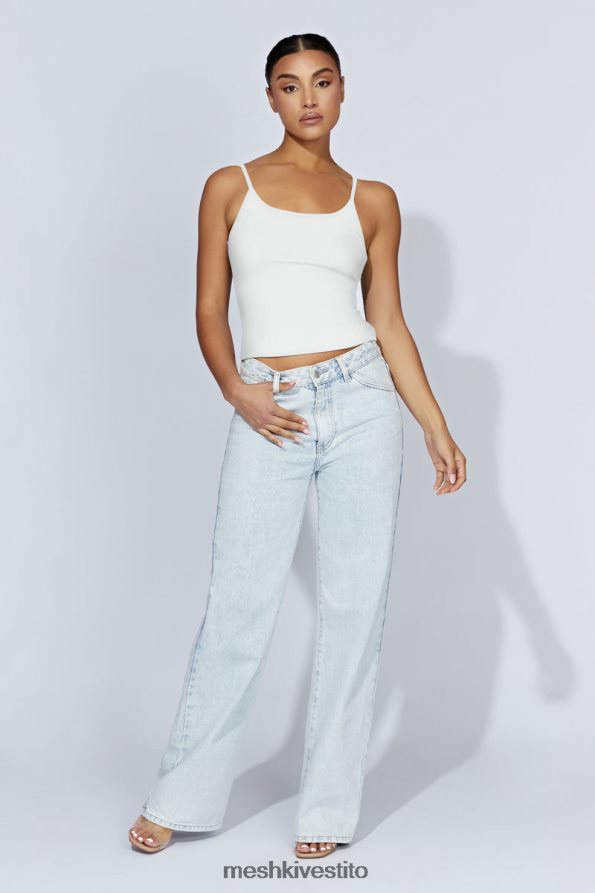 Meshki top lungo a costine con canottiera Alexis vestiario bianco 6L048P1121