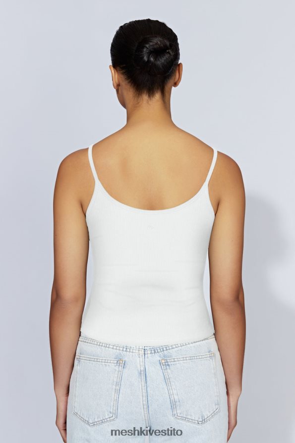 Meshki top lungo a costine con canottiera Alexis vestiario bianco 6L048P1121