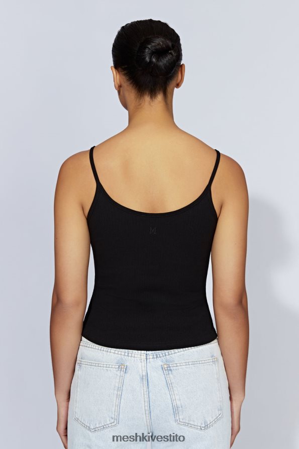 Meshki top lungo a costine con canottiera Alexis vestiario nero 6L048P1146