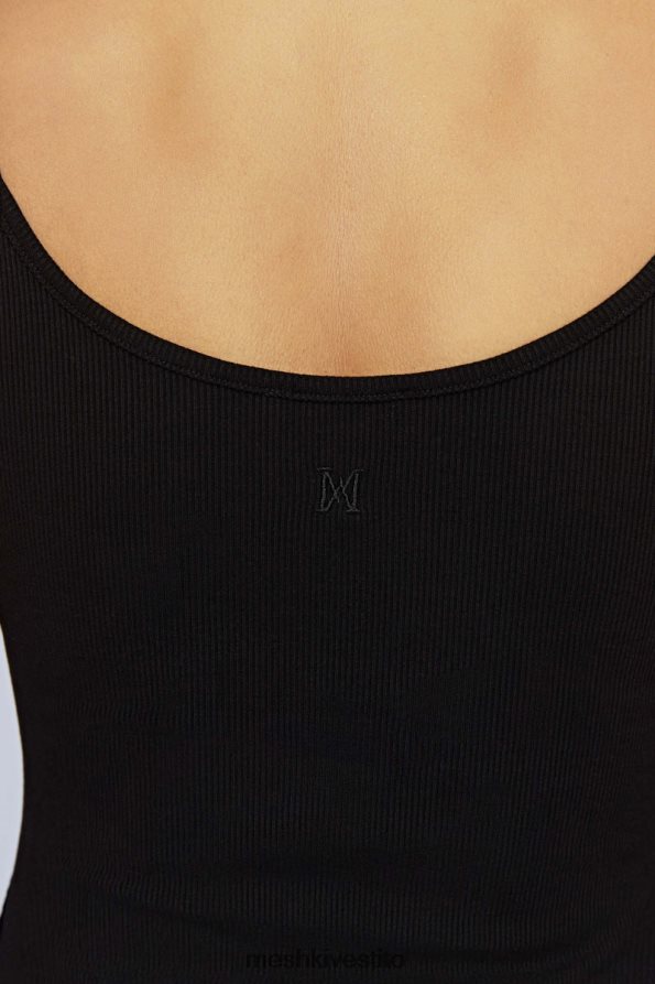 Meshki top lungo a costine con canottiera Alexis vestiario nero 6L048P1146