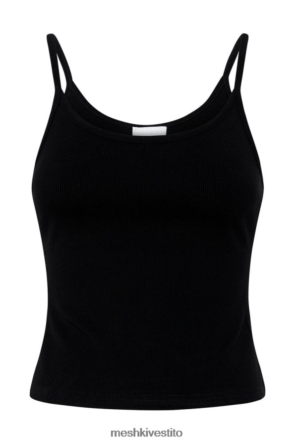 Meshki top lungo a costine con canottiera Alexis vestiario nero 6L048P1146