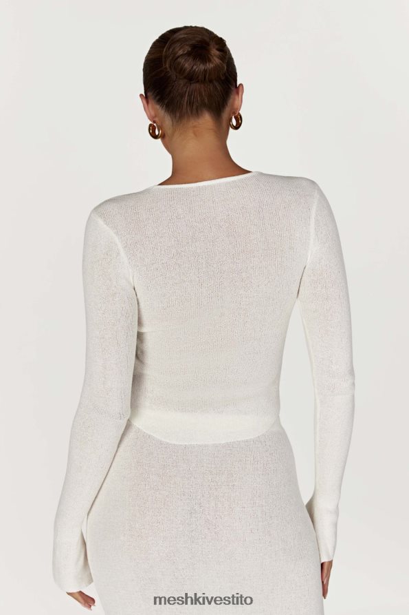 Meshki top maribelle in maglia a maniche lunghe vestiario bianco 6L048P815