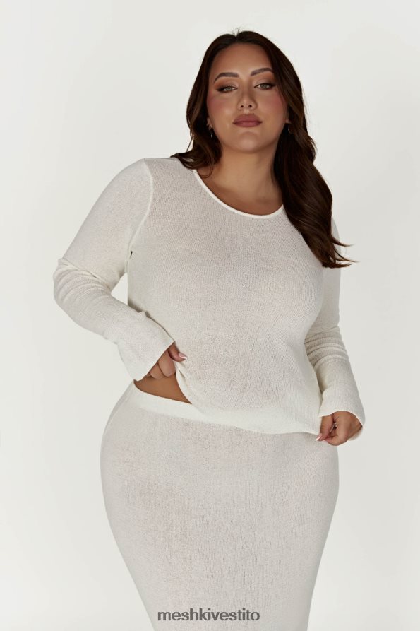 Meshki top maribelle in maglia a maniche lunghe vestiario bianco 6L048P815