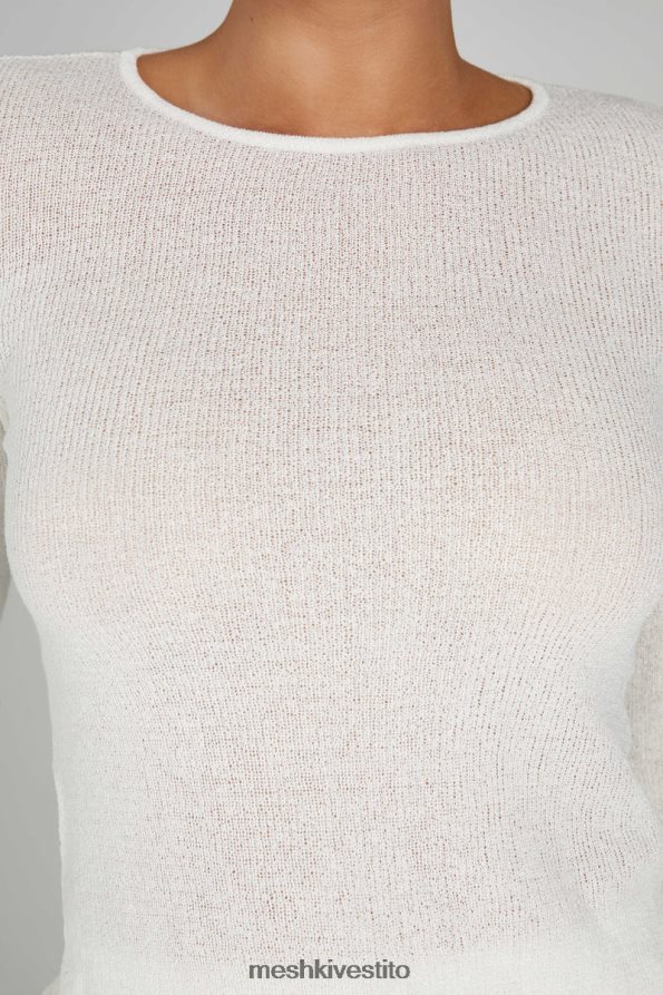 Meshki top maribelle in maglia a maniche lunghe vestiario bianco 6L048P815