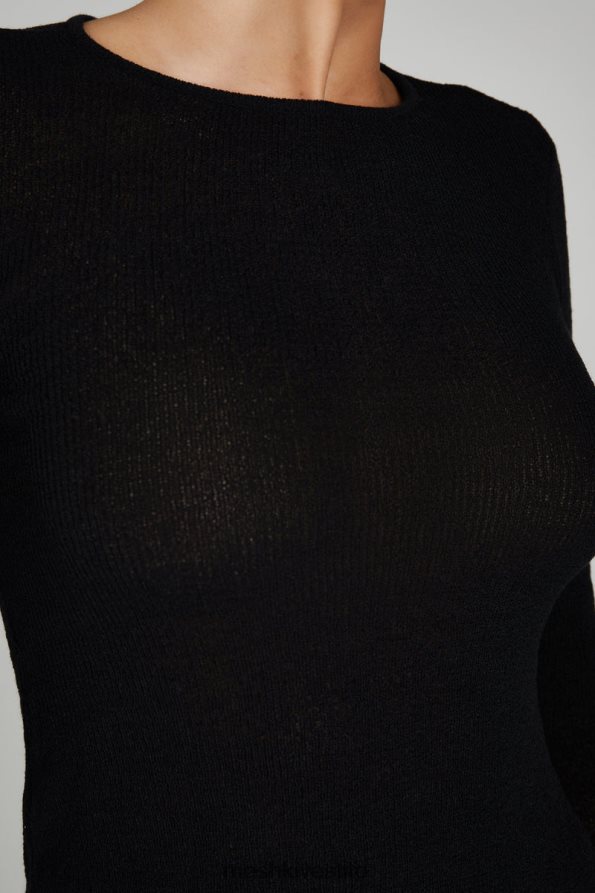 Meshki top maribelle in maglia a maniche lunghe vestiario nero 6L048P803