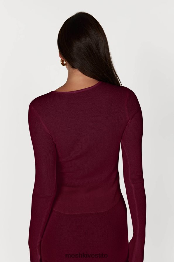 Meshki top maribelle in maglia a maniche lunghe vestiario vino 6L048P889
