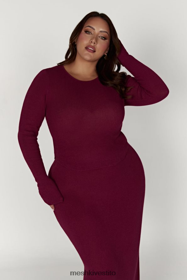 Meshki top maribelle in maglia a maniche lunghe vestiario vino 6L048P889