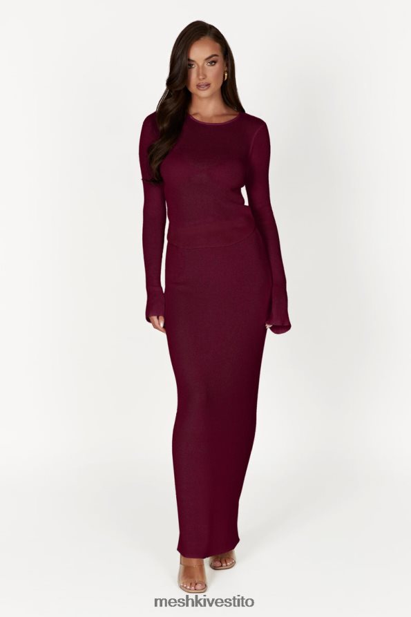 Meshki top maribelle in maglia a maniche lunghe vestiario vino 6L048P889