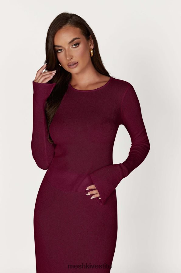 Meshki top maribelle in maglia a maniche lunghe vestiario vino 6L048P889