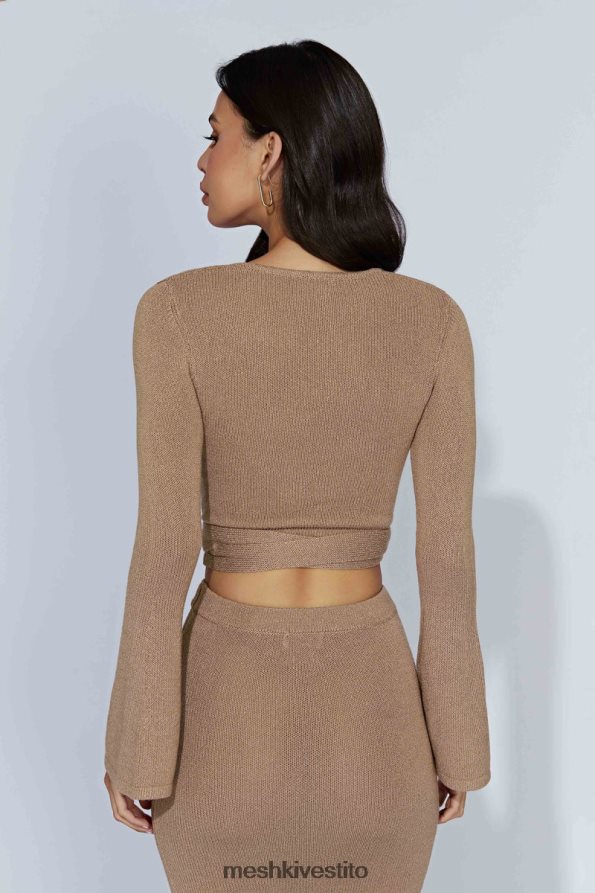 Meshki top petra in maglia con maniche svasate vestiario tortora 6L048P910