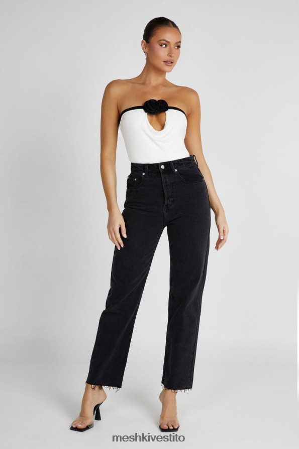 Meshki top rosa senza spalline di Megan vestiario nero bianco 6L048P798