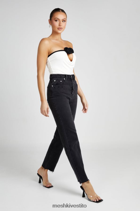 Meshki top rosa senza spalline di Megan vestiario nero bianco 6L048P798