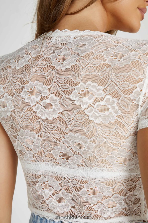Meshki top vintage Farrah in pizzo elasticizzato vestiario bianco 6L048P826