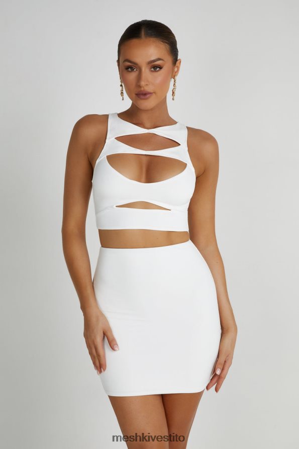Meshki Chloe top corto tagliato vestiario bianco 6L048P792