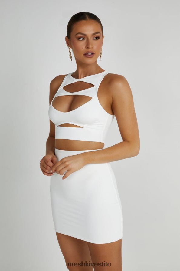 Meshki Chloe top corto tagliato vestiario bianco 6L048P792